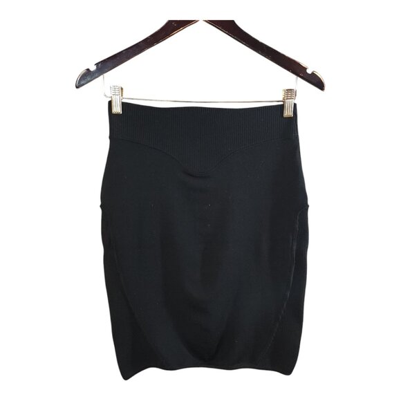 MUGLER Black High Waisted Body-hugging Knit Skirt Career Office Work Women's S/M - Picture 1 of 7